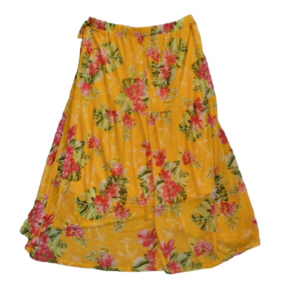 Harlow & Rose Wrap Skirt XL Tropical Floral Sheer Lined Beachy Gauzy Flowing - Picture 6 of 9